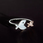 Load image into Gallery viewer, Pisces - Adjustable Fish Ring: Silver and Rose Gold Polish
