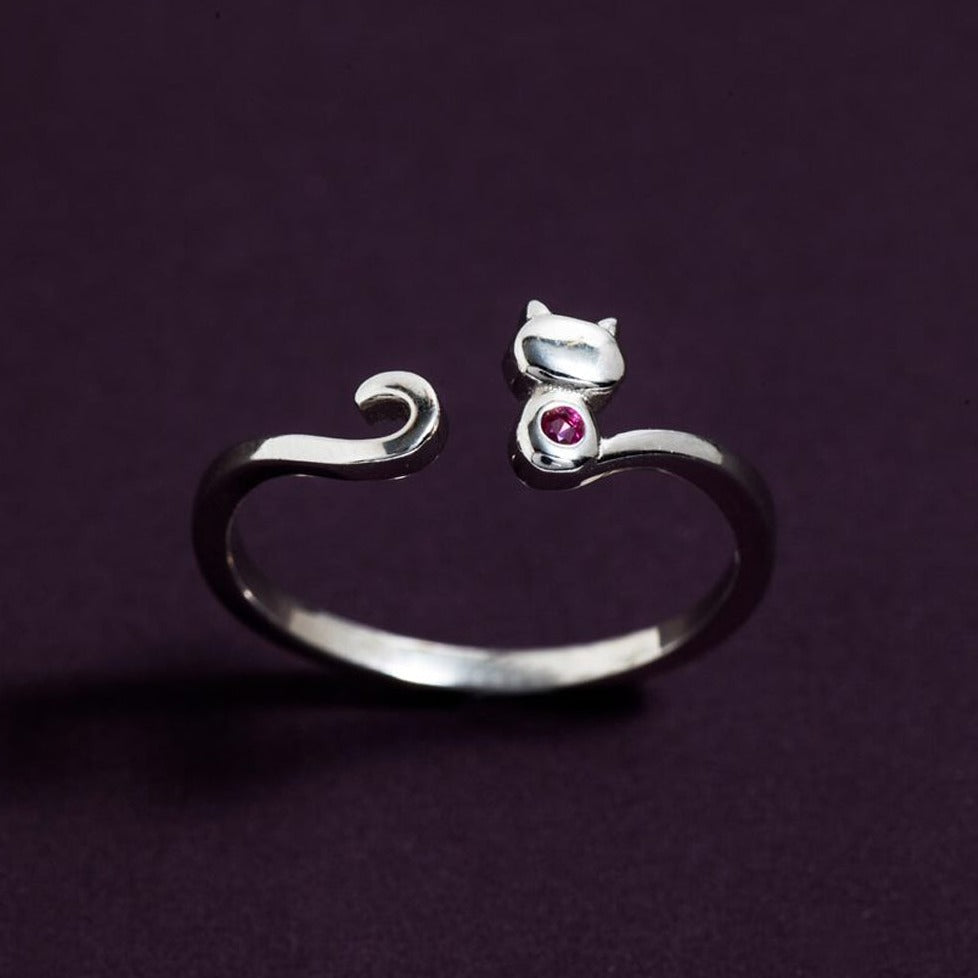 Felis - Adjustable Rhinestone Cat Ring