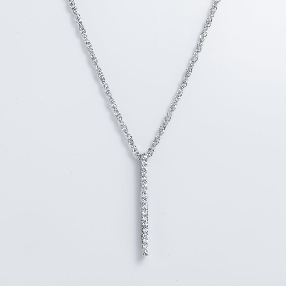 Zoe - Rope Chain Necklace with Zirconia Bar Pendant